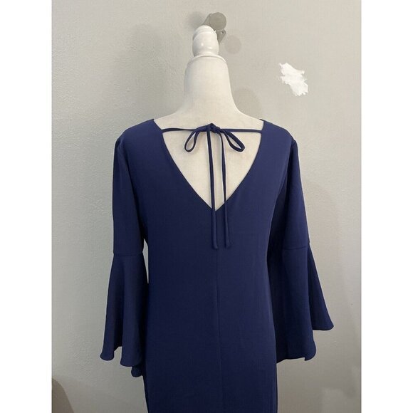 Trina Turk Nico Shift Dress Navy Blue Bell Sleeve Size Small - Picture 6 of 12